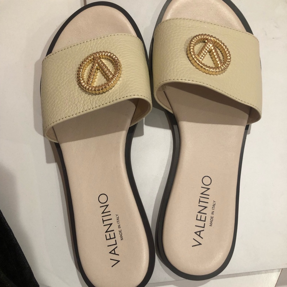 Valentino cream slides! Brand new.
